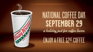 National Coffee Day, Krispy Kreme等連鎖集團提供免費咖啡